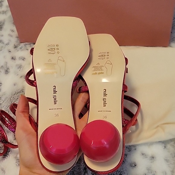 Cult Gaia Freya wrap around metallic pink sandals. - Picture 7 of 8